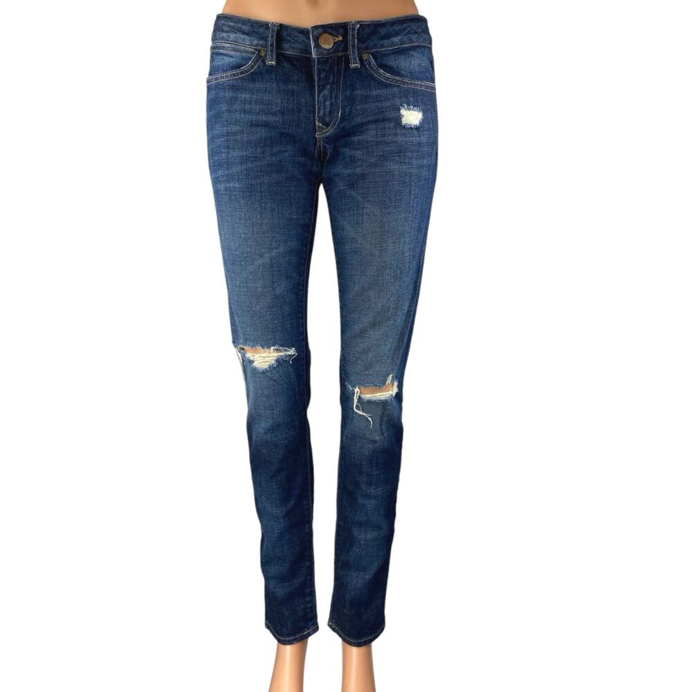 GAP 1969 Always Skinny Women's Blue Distressed Low Rise Denim Jeans Pants Sz 26